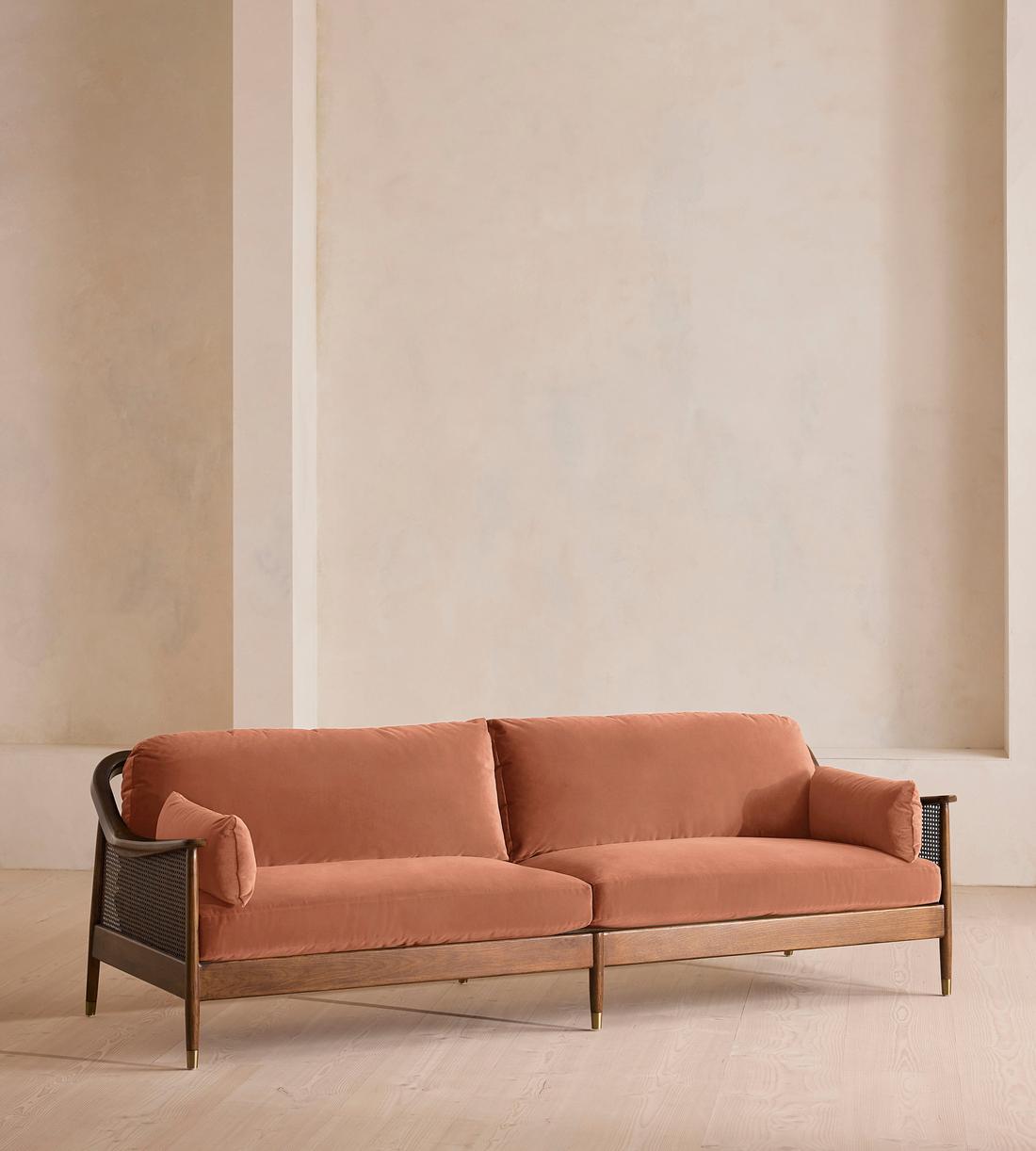 Atlanta Four Seater Sofa - Velvet - Antique Rose - US - Listing - Image 1