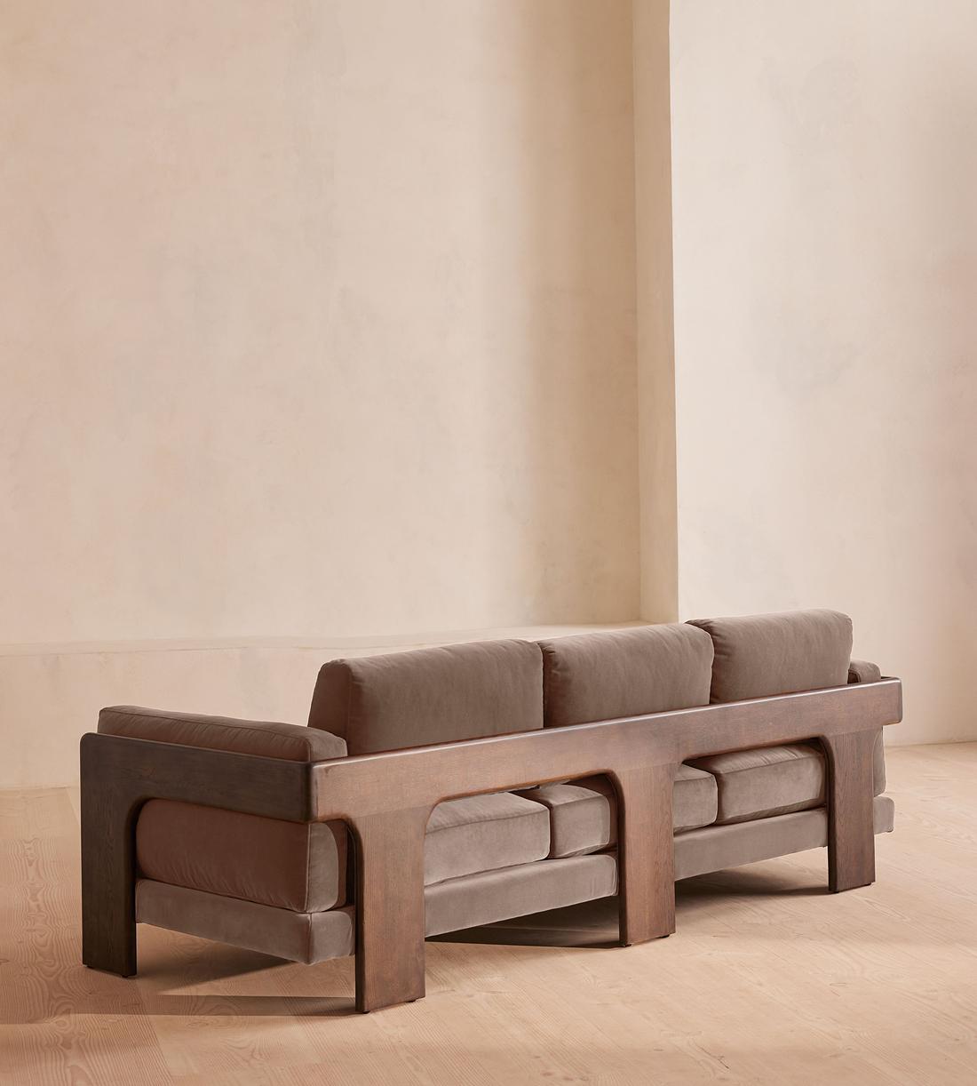 Marcia Three Seater Sofa - Velvet - Taupe - Images - Image 5