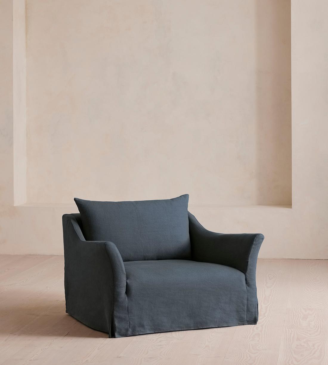 Roma Loveseat - Linen - Prussian Blue - US - Listing - Image 1