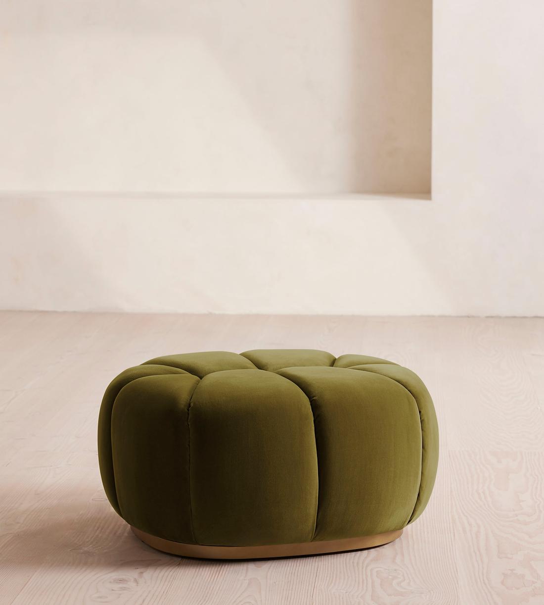 Garret Footstool - Velvet - Olive - Listing - Image 1