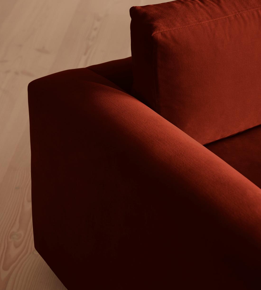 Mossley Three Seater Sofa - Velvet - Rust - Images - Image 5