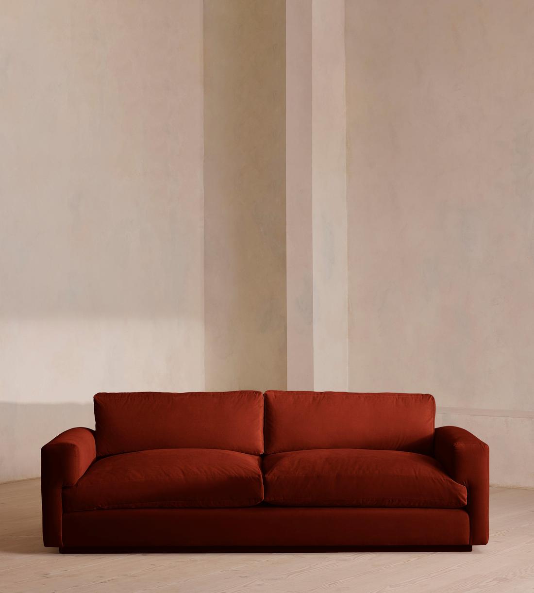 Mossley Three Seater Sofa - Velvet - Rust - Listing - Image 1