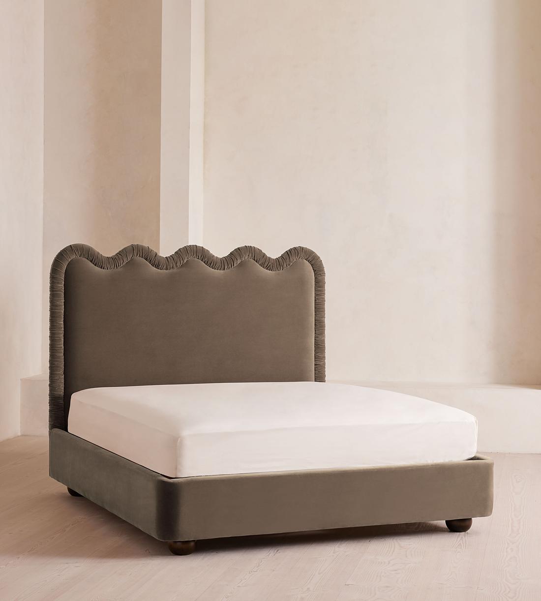 Tristan Bed - King - Velvet - Taupe - Listing - Image 1