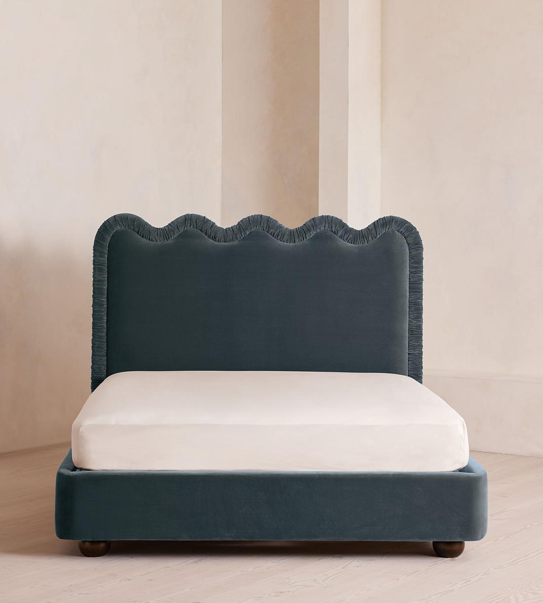 Tristan Bed - Queen - Velvet - Grey Blue - US - Listing - Image 2