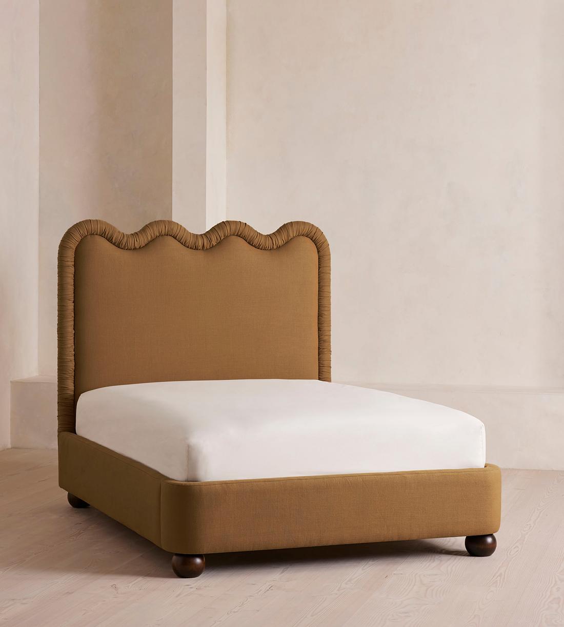 Tristan Bed - Queen - Linen - Ochre - US - Listing - Image 1