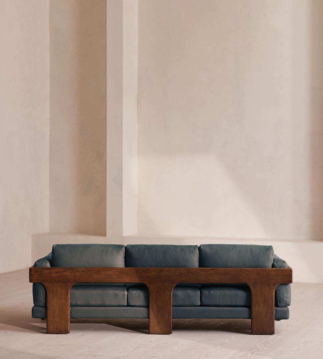 Marcia Three Seater Sofa - Linen - Prussian Blue - Images - Image 4