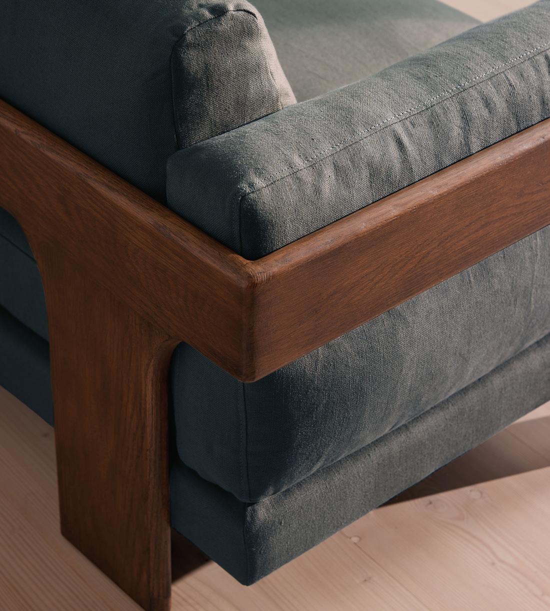 Marcia Three Seater Sofa - Linen - Prussian Blue - Images - Image 6
