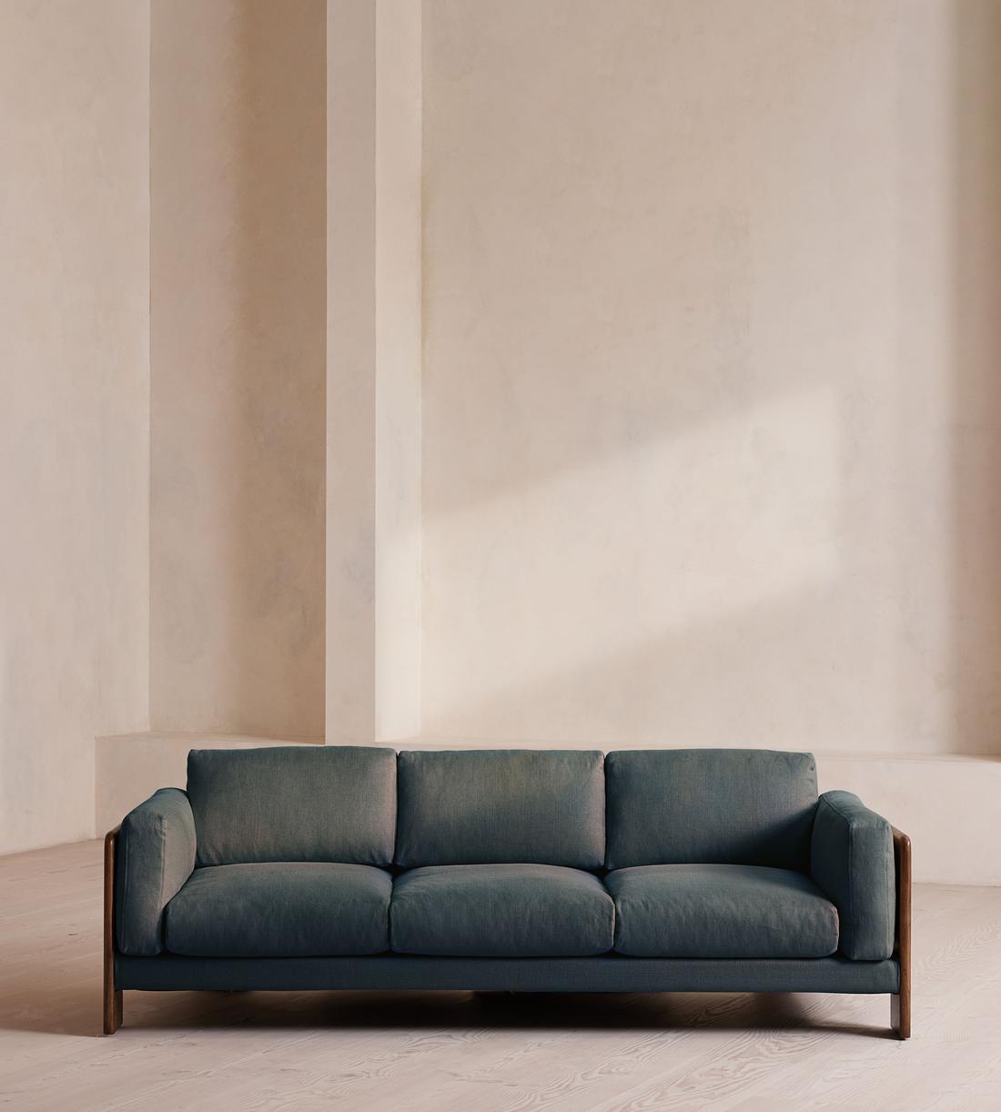 Marcia Three Seater Sofa - Linen - Prussian Blue - Listing - Image 2