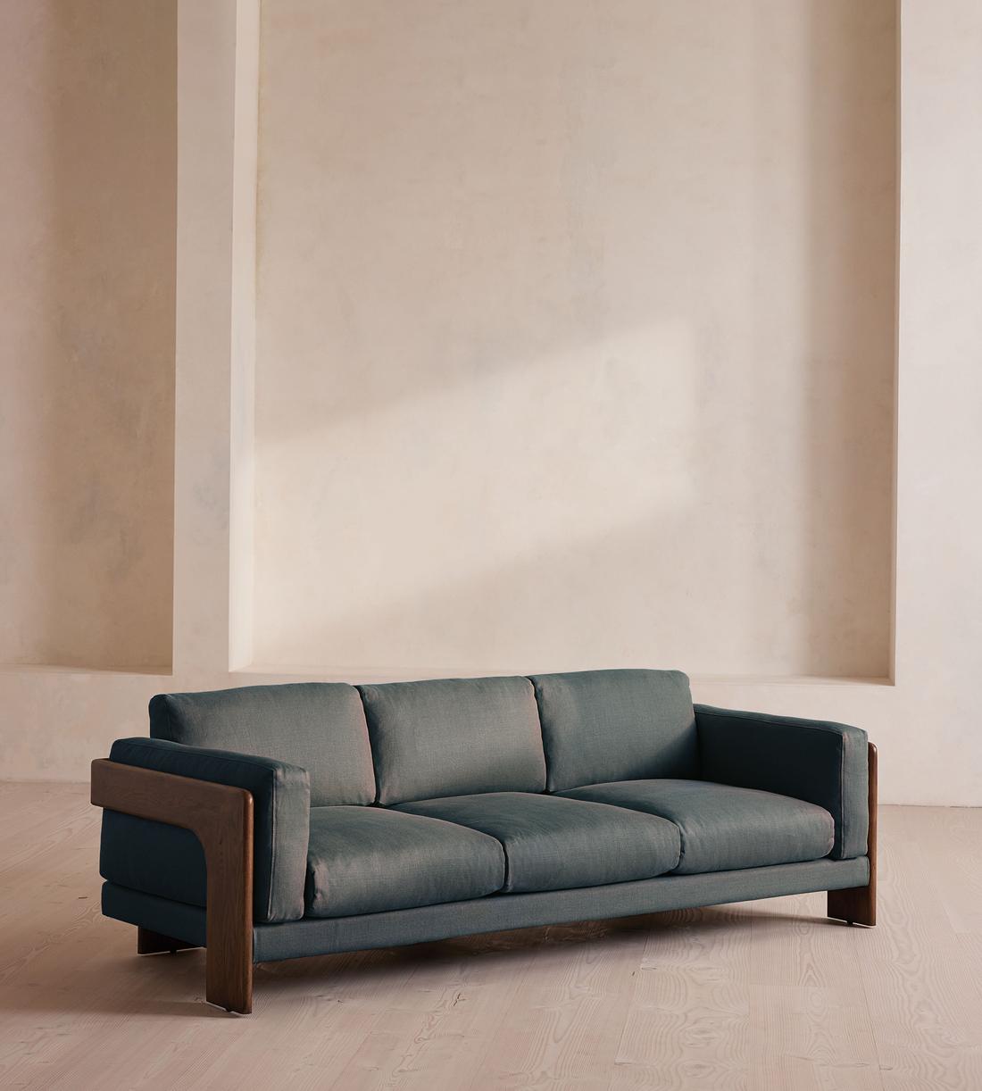 Marcia Three Seater Sofa - Linen - Prussian Blue - Listing - Image 1
