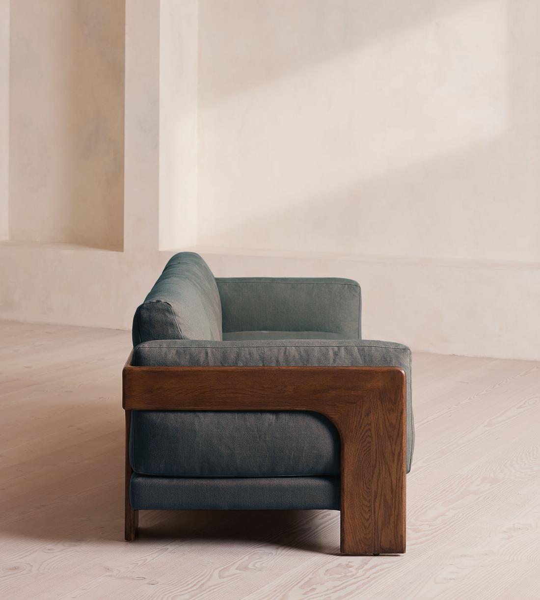 Marcia Three Seater Sofa - Linen - Prussian Blue - US - Images - Image 3