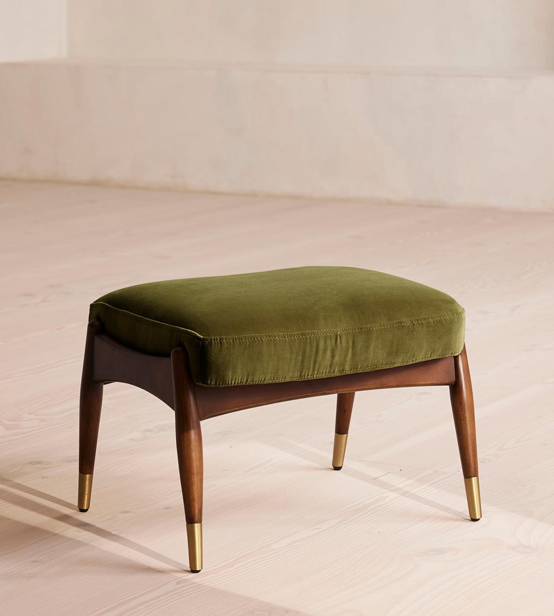 Theodore Footstool - Velvet - Olive - US - Listing - Image 1