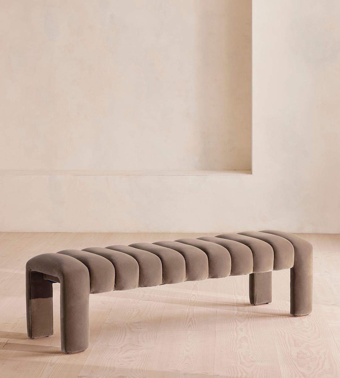 Willis Bench - Velvet - Taupe - Listing - Image 1
