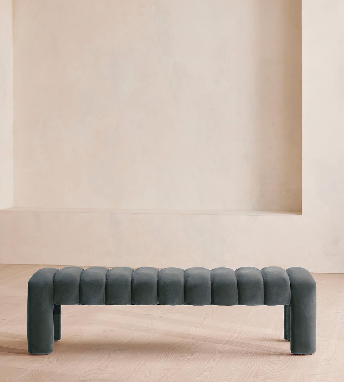 Willis Bench - Velvet - Grey Blue - Listing - Image 2