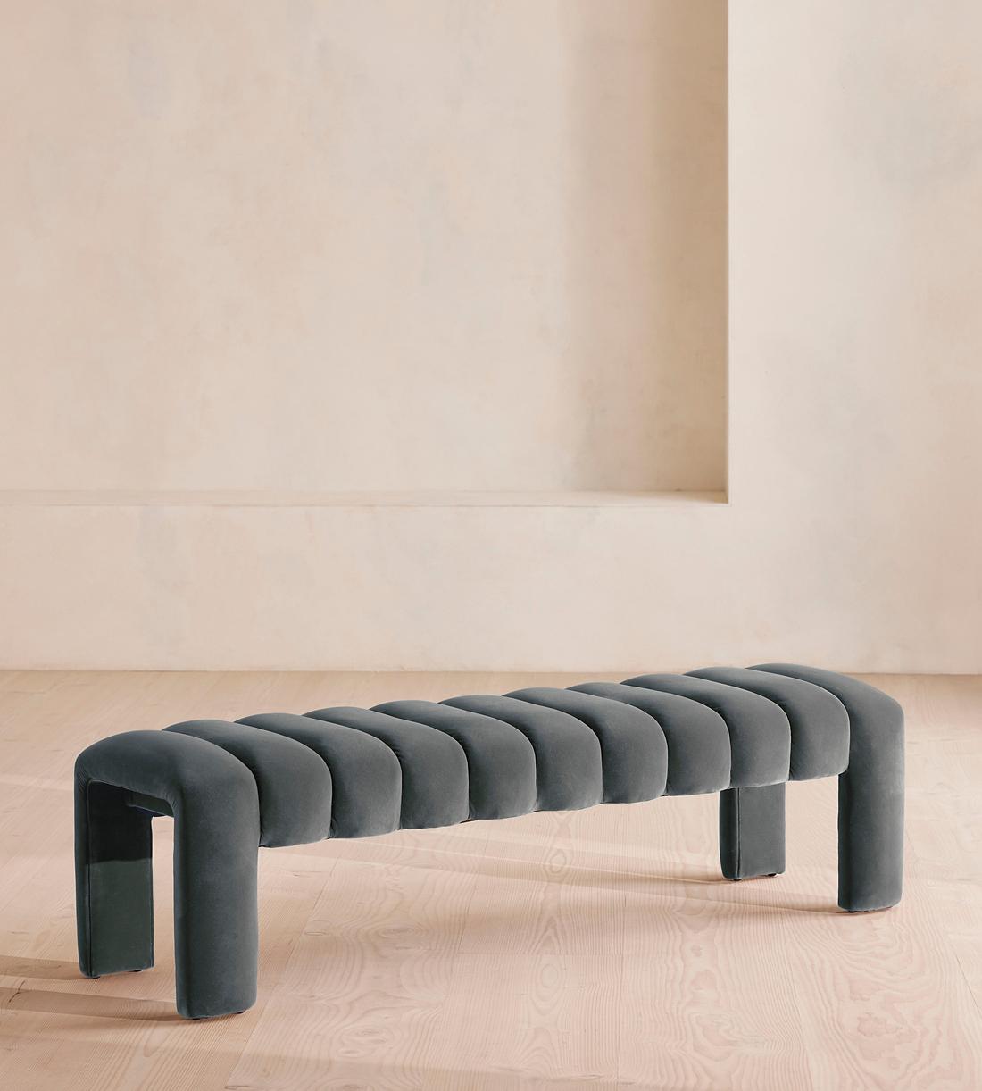 Willis Bench - Velvet - Grey Blue US - Listing - Image 1