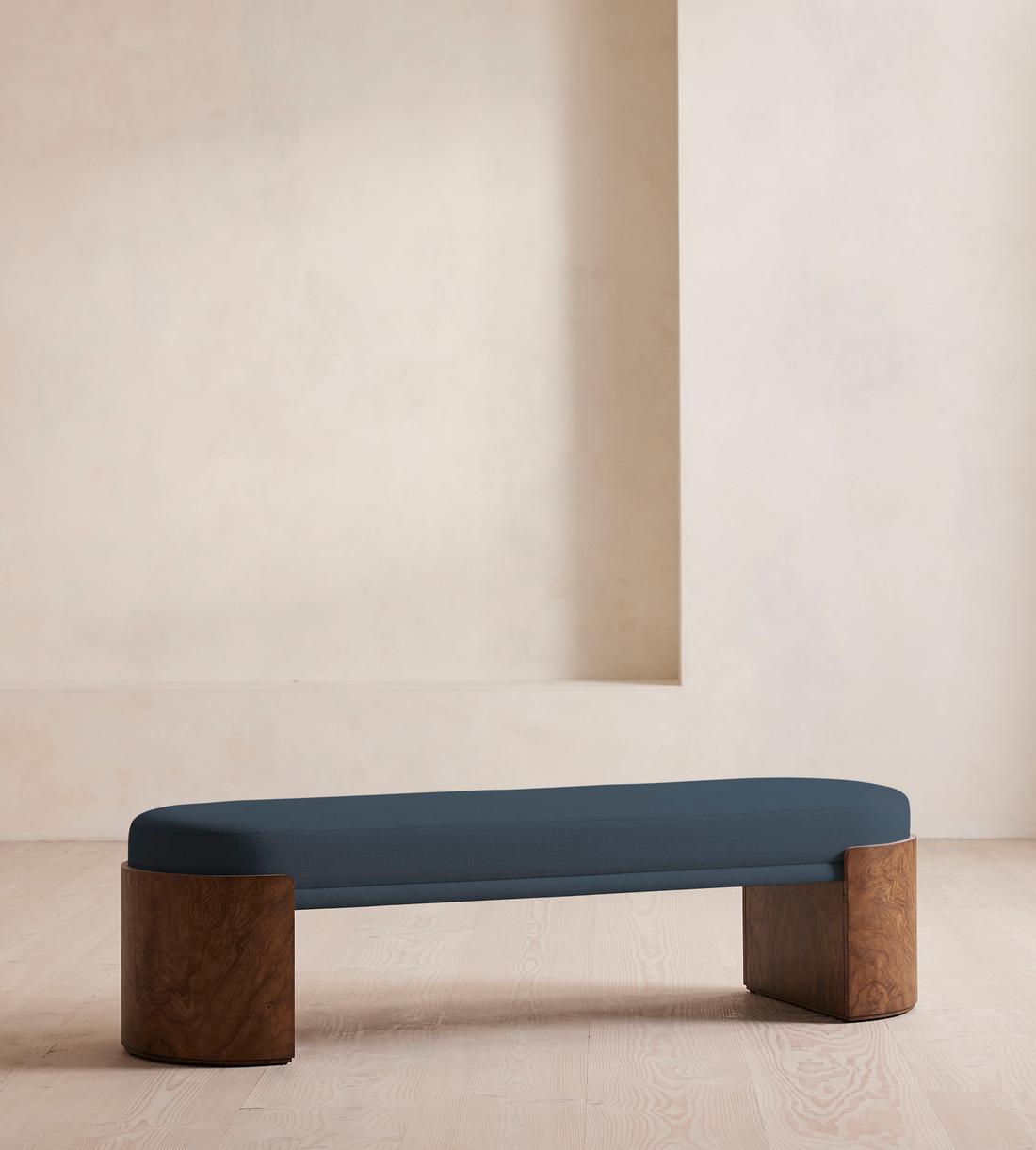 Lukas Bench - Linen - Prussian Blue - US - Listing - Image 1