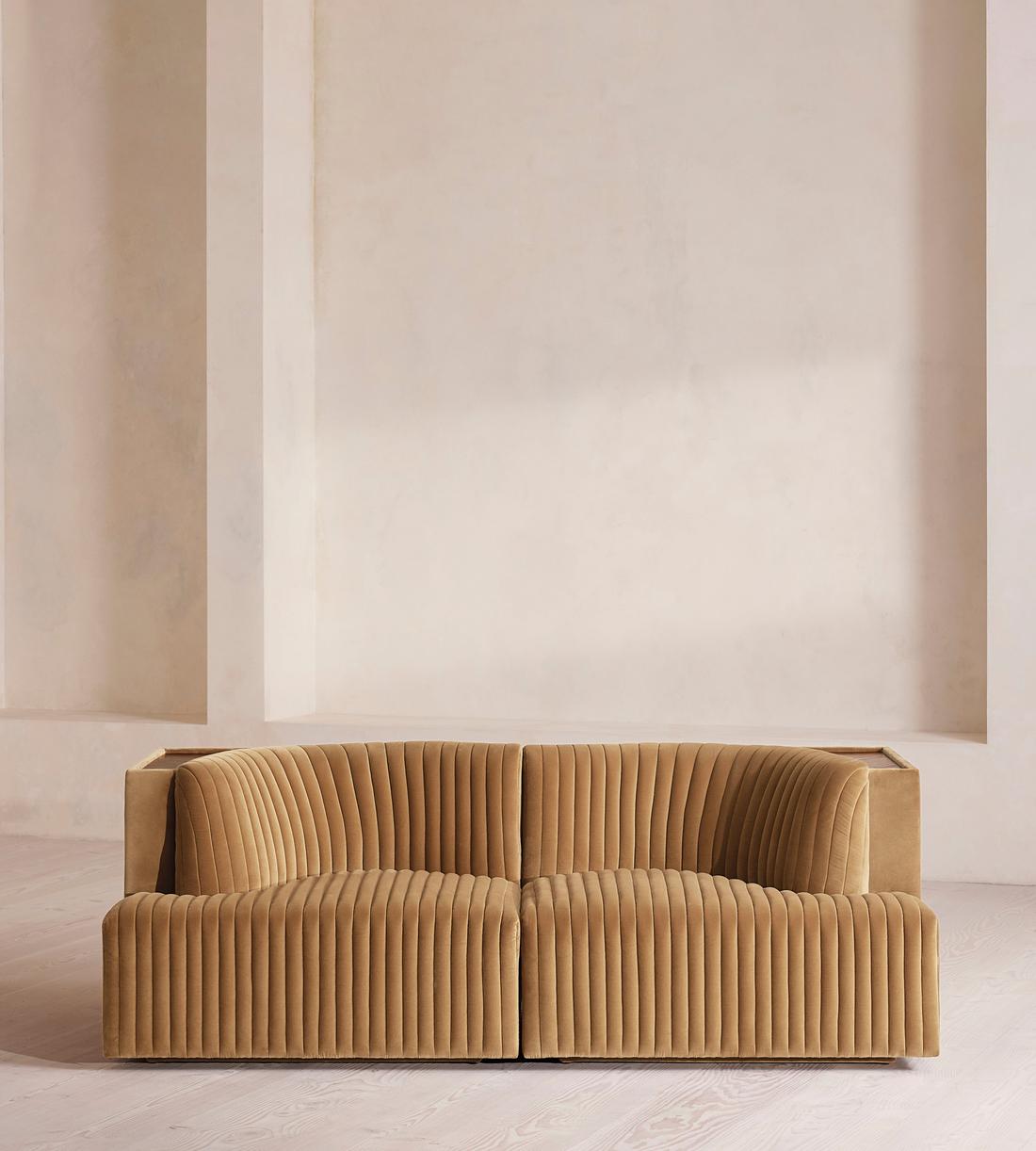 Hamish Modular Sofa - Three Seater - Velvet - Camel - Listing - Image 2