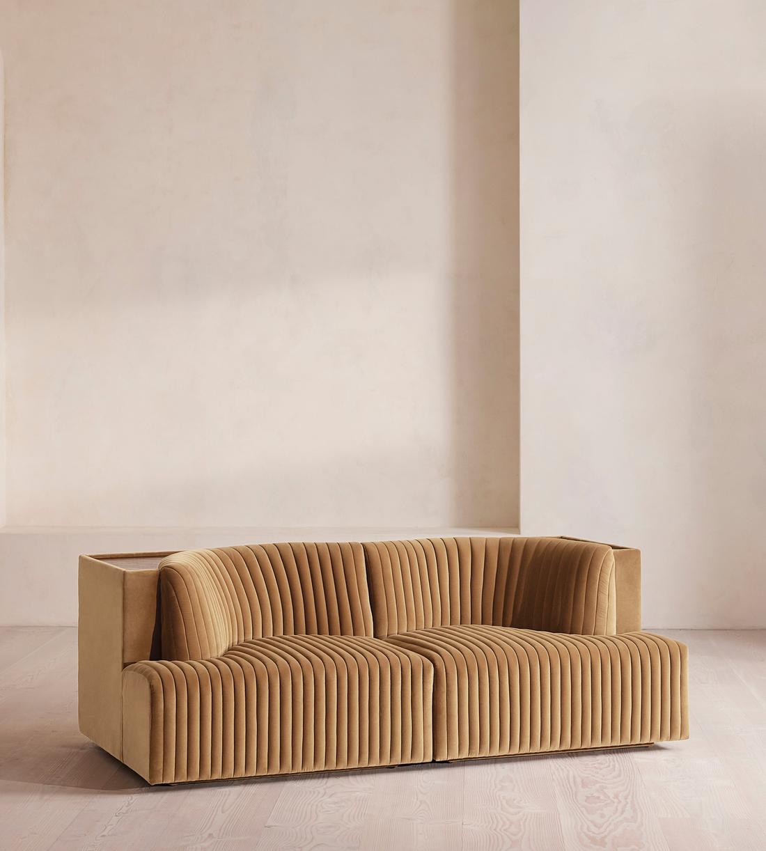 Hamish Modular Sofa - Three Seater - Velvet - Camel - Listing - Image 1