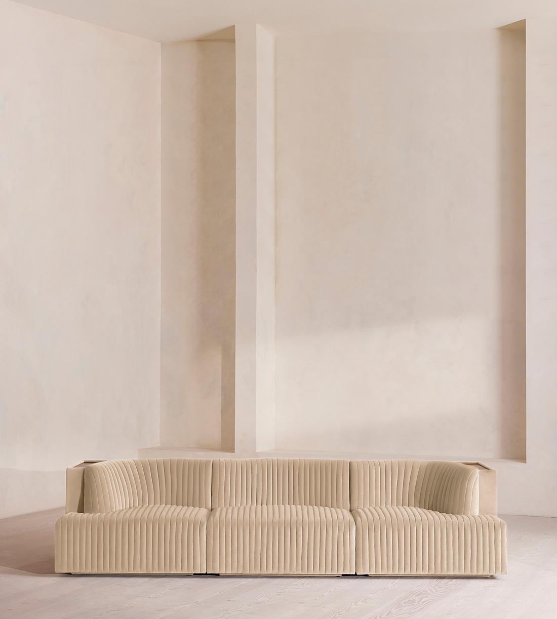 Hamish Modular Sofa - Four Seater - Velvet - Porcelain - Listing - Image 2