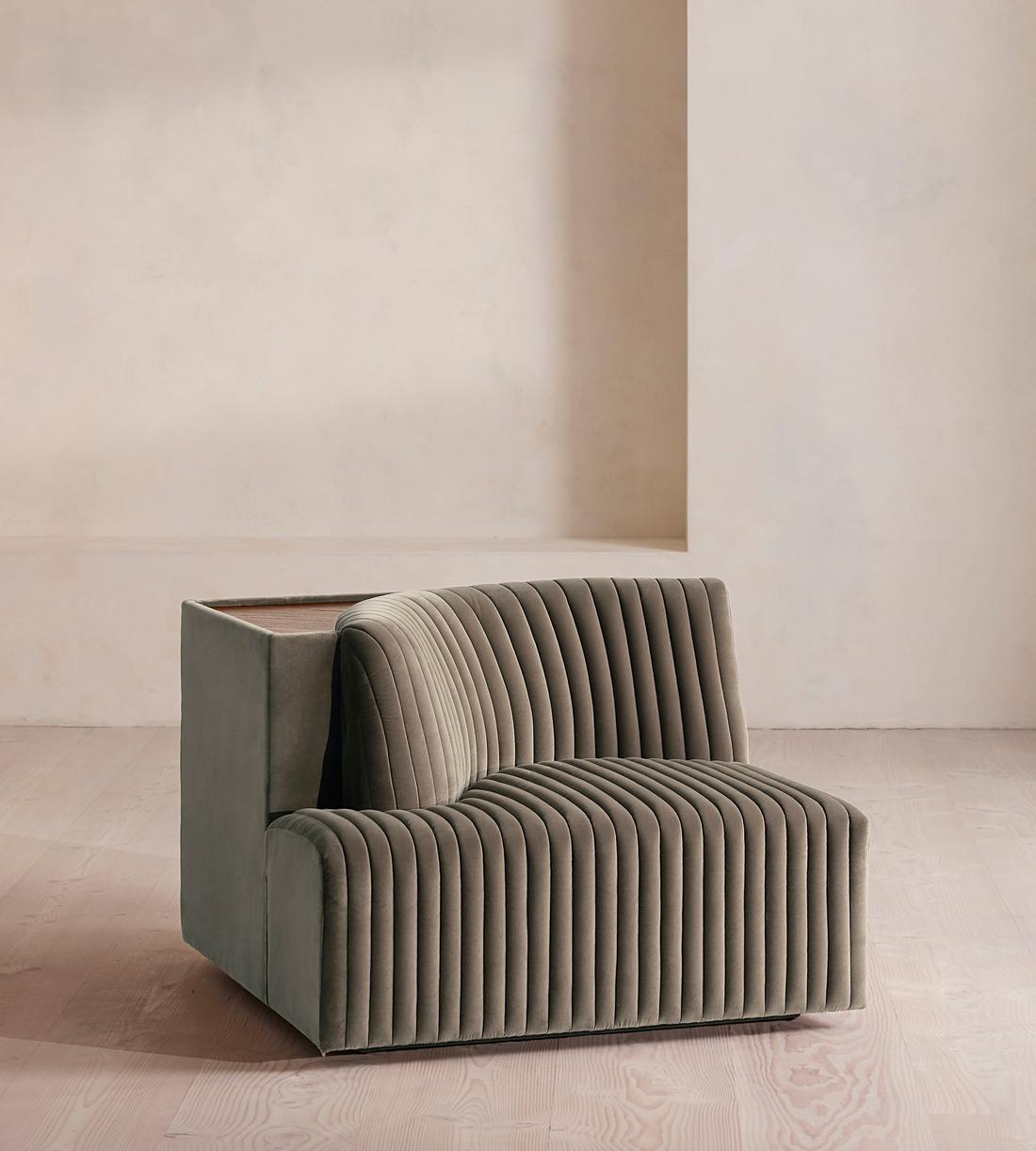 Hamish Modular Sofa - Left Arm Module - Velvet - Taupe - Image 2