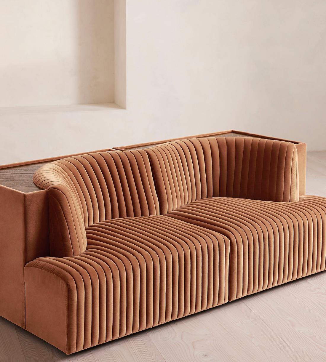 Hamish Modular Sofa - Three Seater - Velvet - Antique Rose - Images - Image 5