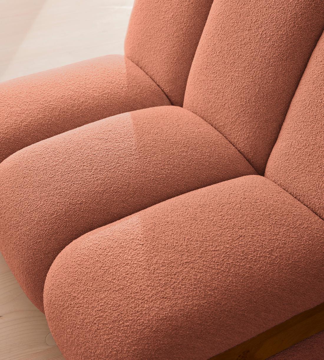Noelle Sectional Armchair - Textured Wool Boucle - Coral - US - Images - Image 5