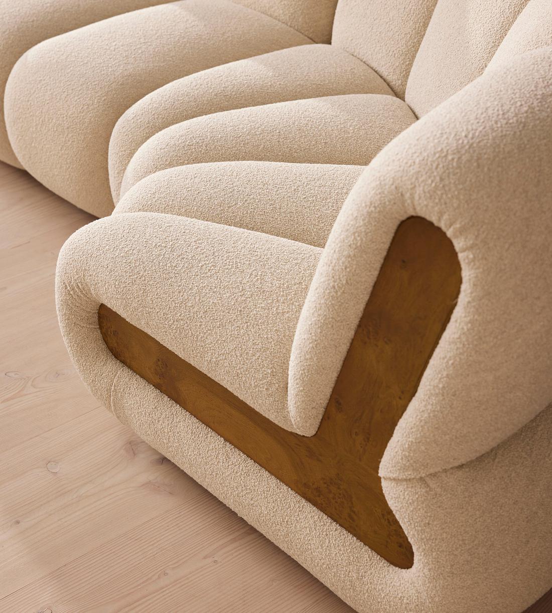 Noelle Modular Curved Sofa - Six Seater - Boucle - Natural - Images - Image 5