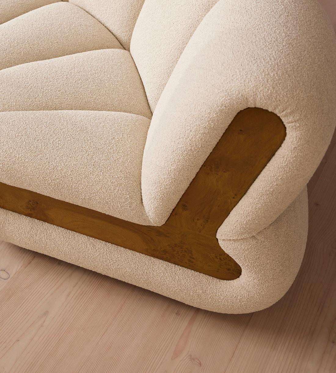 Noelle Sectional Curved Sofa - Four Seater - Boucle Natural - US - Images - Image 5