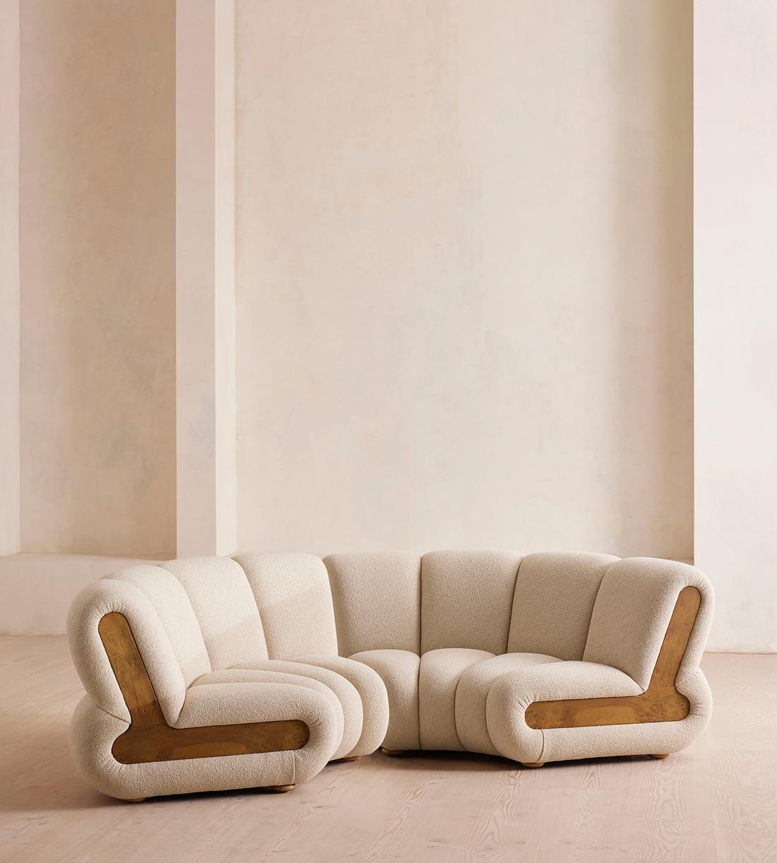 Noelle Sectional Curved Sofa - Four Seater - Boucle Natural - US - Listing - Image 2