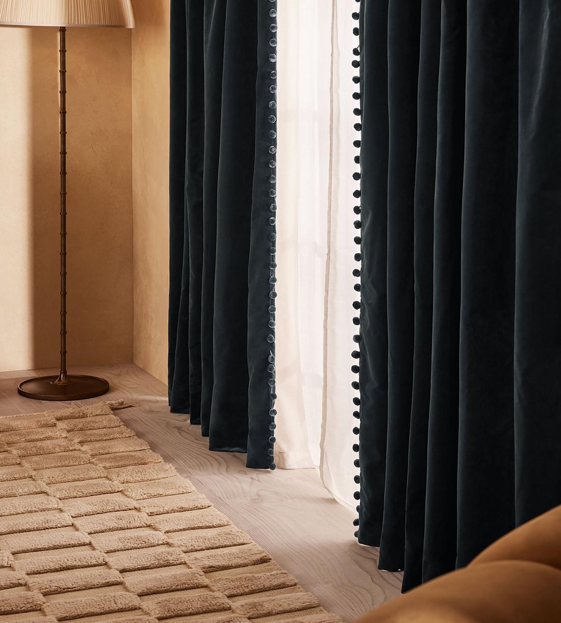 Margeaux Velvet Curtains - Grey Blue - Width 263cm Length 228cm - Images - Image 3