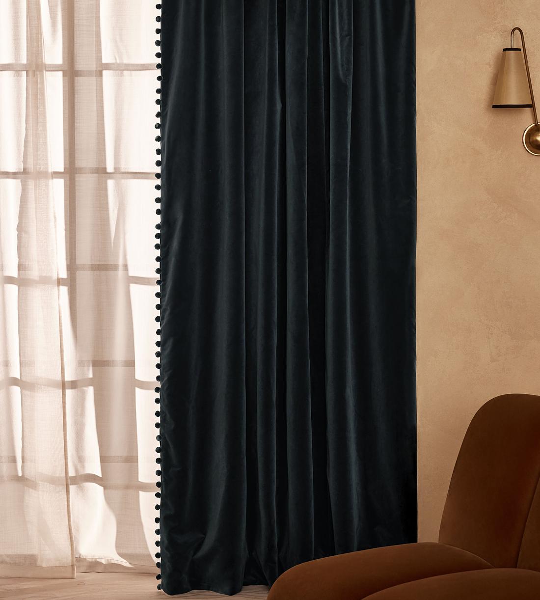Margeaux Velvet Curtains - Grey Blue - Width 263cm Length 228cm - Images - Image 4