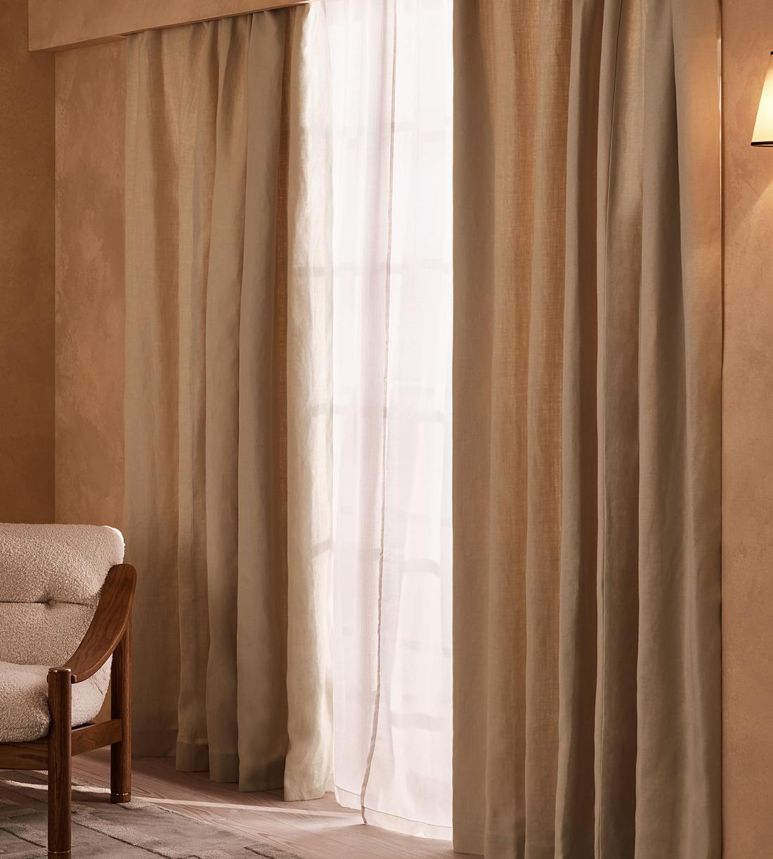 Vinnie Linen Curtains - Bisque - Width 263cm Length 228cm - Images - Image 3