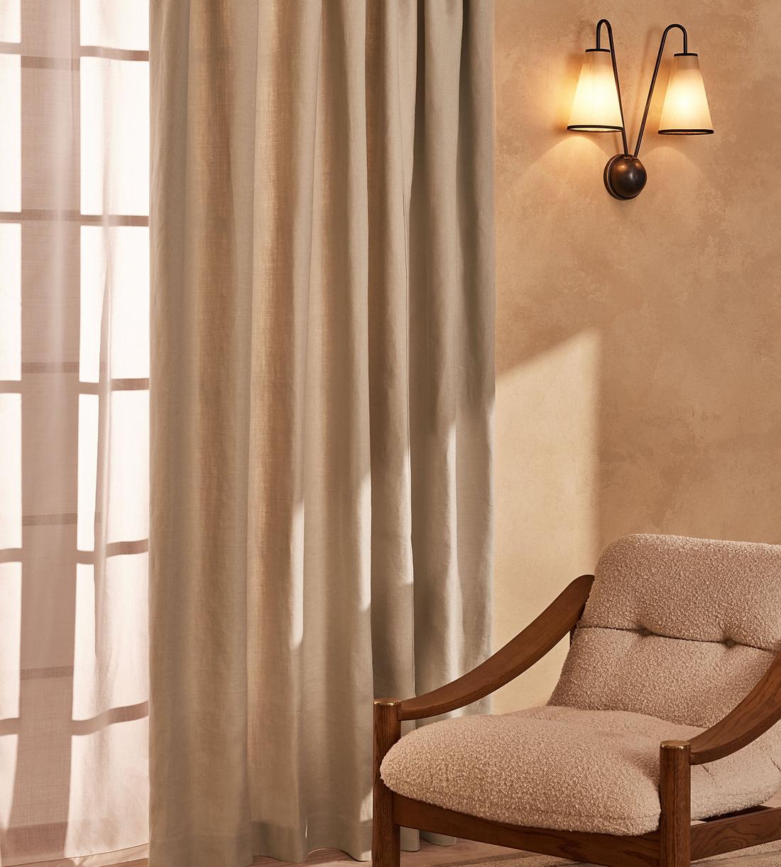 Vinnie Linen Curtains - Bisque - Width 263cm Length 228cm - Listing - Image 1