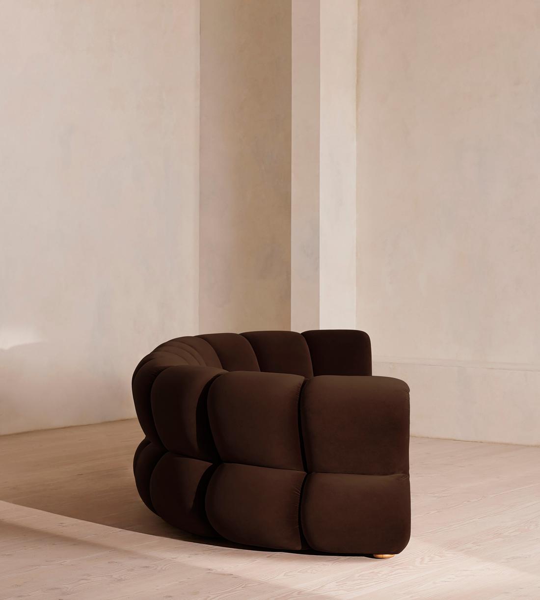 Noelle Modular Curved Sofa - Six Seater - Velvet Chocolate Brown - Images - Image 3