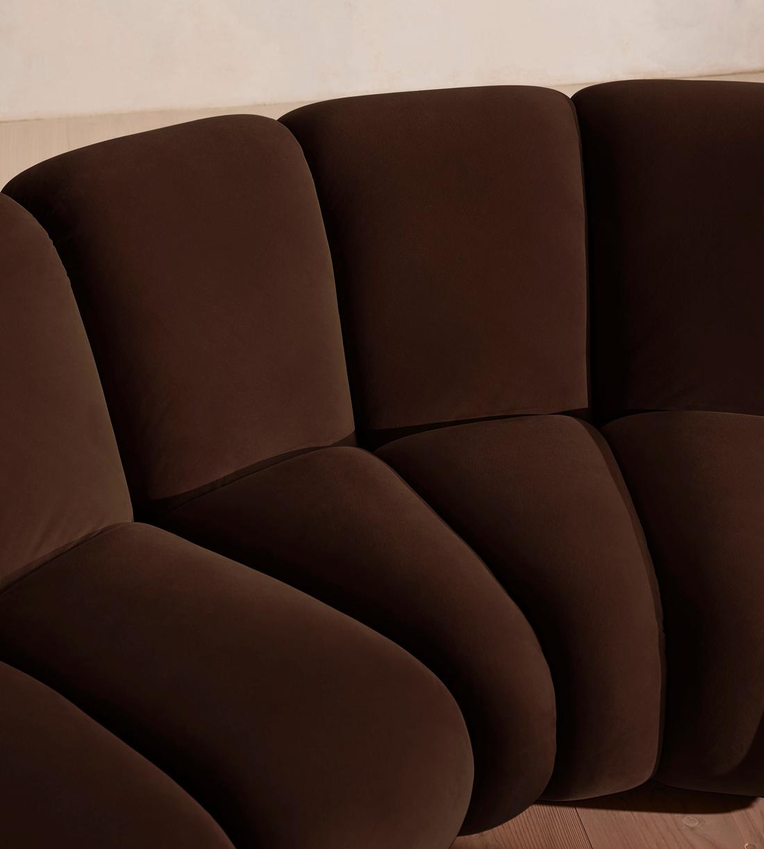 Noelle Modular Curved Sofa - Six Seater - Velvet Chocolate Brown - Images - Image 5