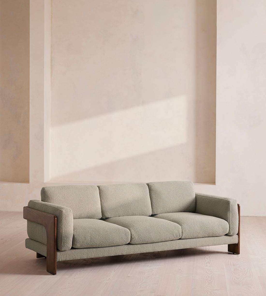 Marcia Three Seater Sofa - Textured Wool Boucle - Pistachio - Listing - Image 1