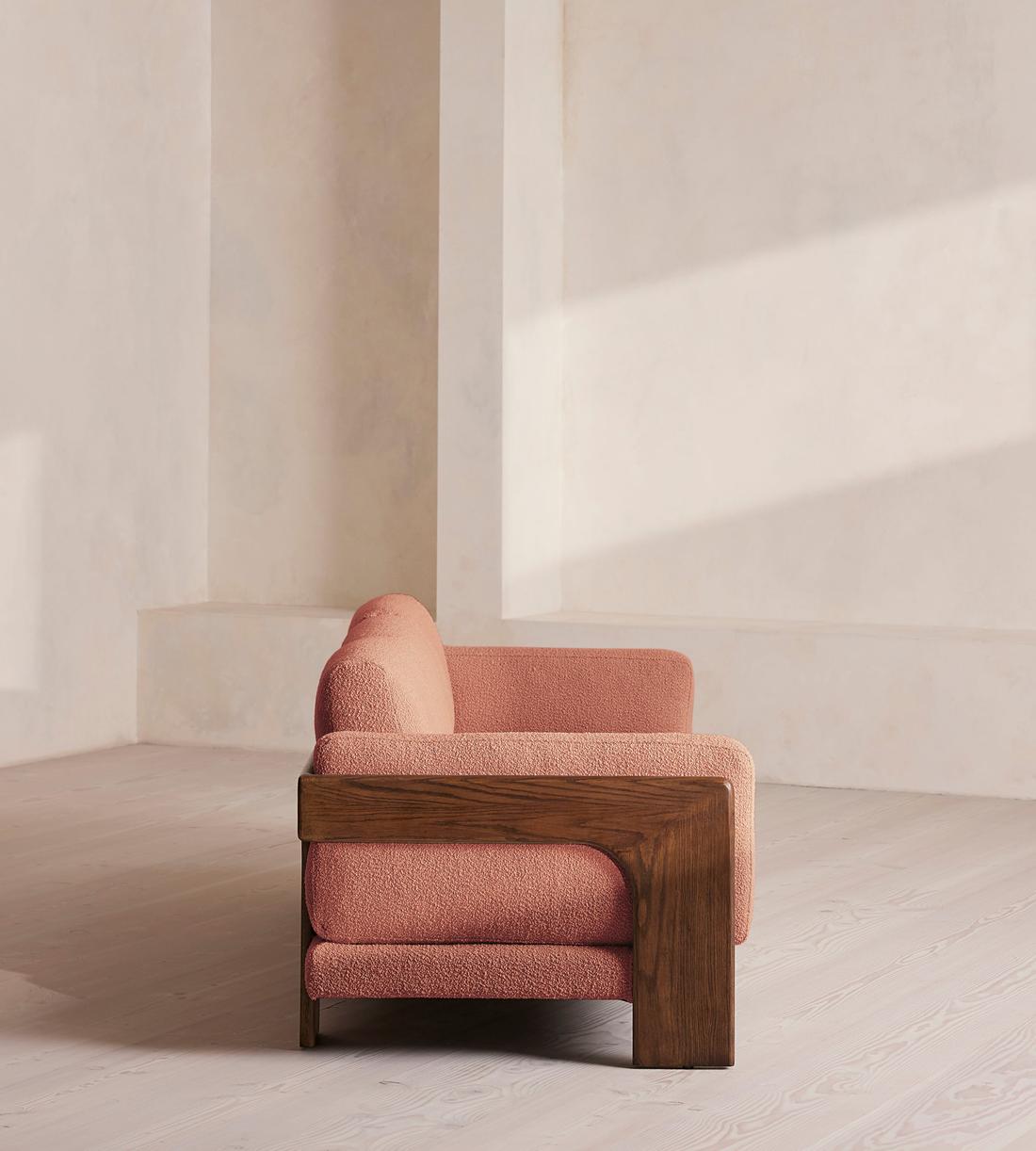 Marcia Three Seater Sofa - Textured Wool Boucle - Coral - Images - Image 3