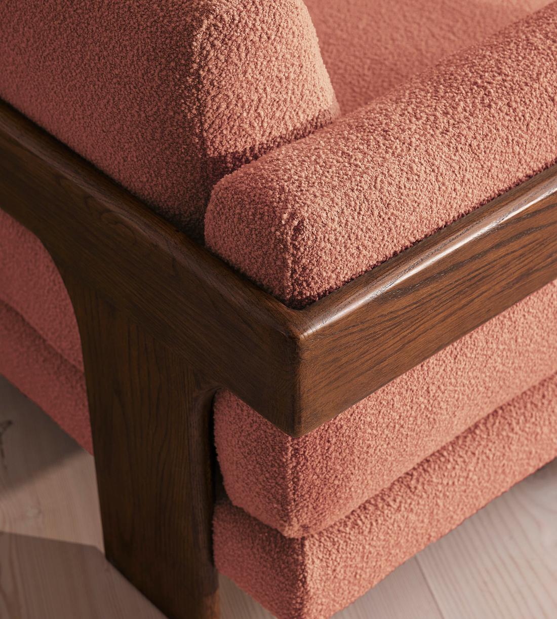 Marcia Three Seater Sofa - Textured Wool Boucle - Coral - US - Images - Image 5