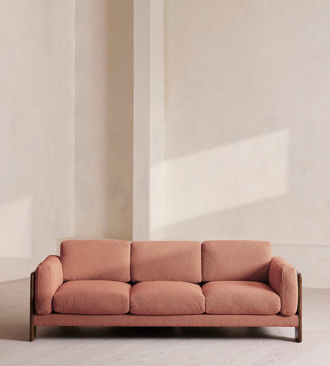 Marcia Three Seater Sofa - Textured Wool Boucle - Coral - US - Listing - Image 2