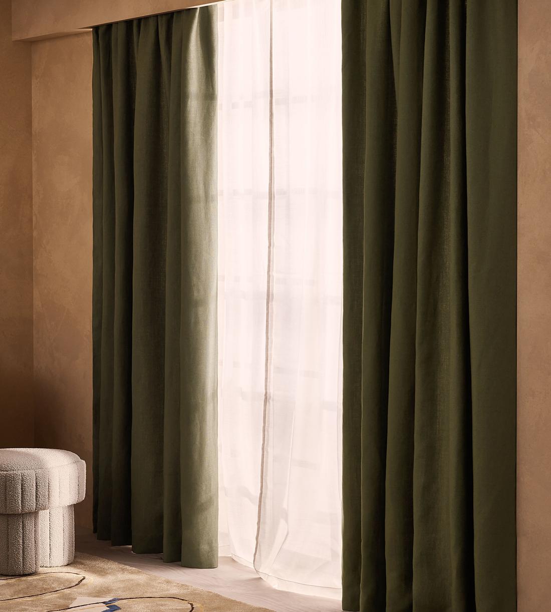 Vinnie Linen Curtains - Sage - Width 263cm Length 228cm - Listing - Image 1