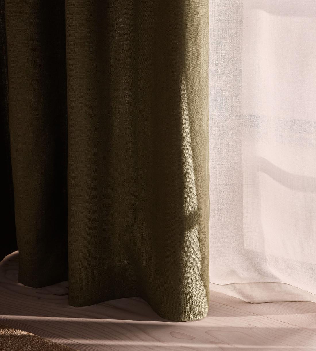 Vinnie Linen Curtains - Sage - Width 263cm Length 228cm - Listing - Image 2