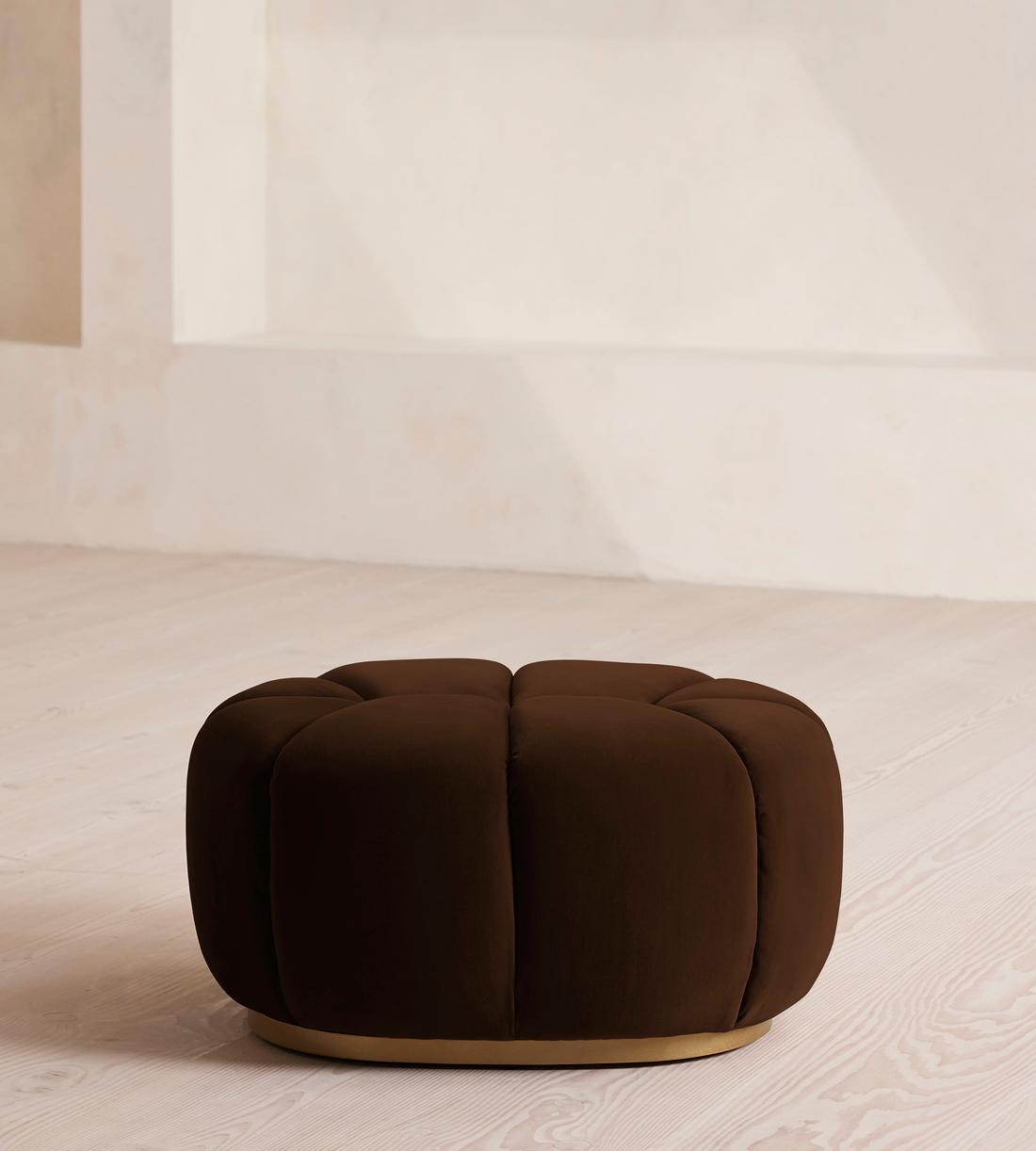 Garret Footstool - Velvet - Chocolate - Listing - Image 1