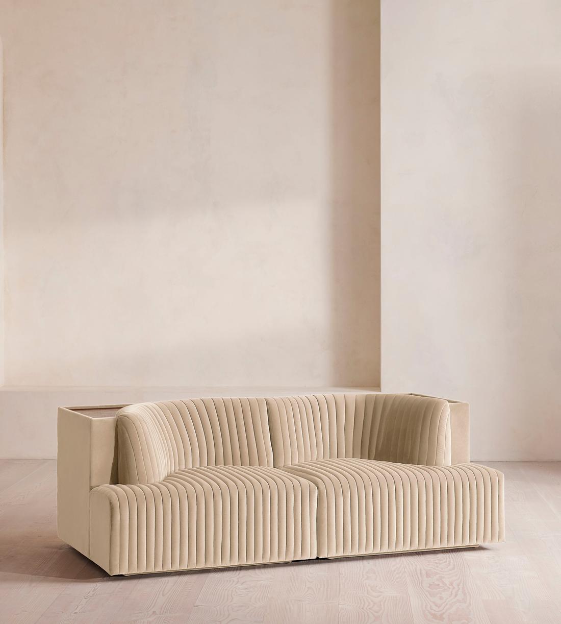 Hamish Modular Sofa - Three Seater - Velvet - Porcelain - Listing - Image 1