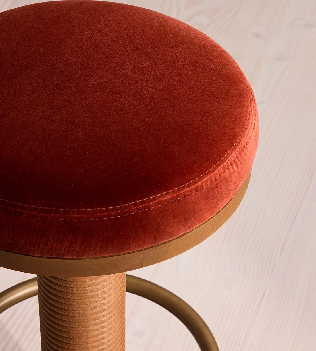 Bryden Counter Stool - Velvet - Rust - Images - Image 4