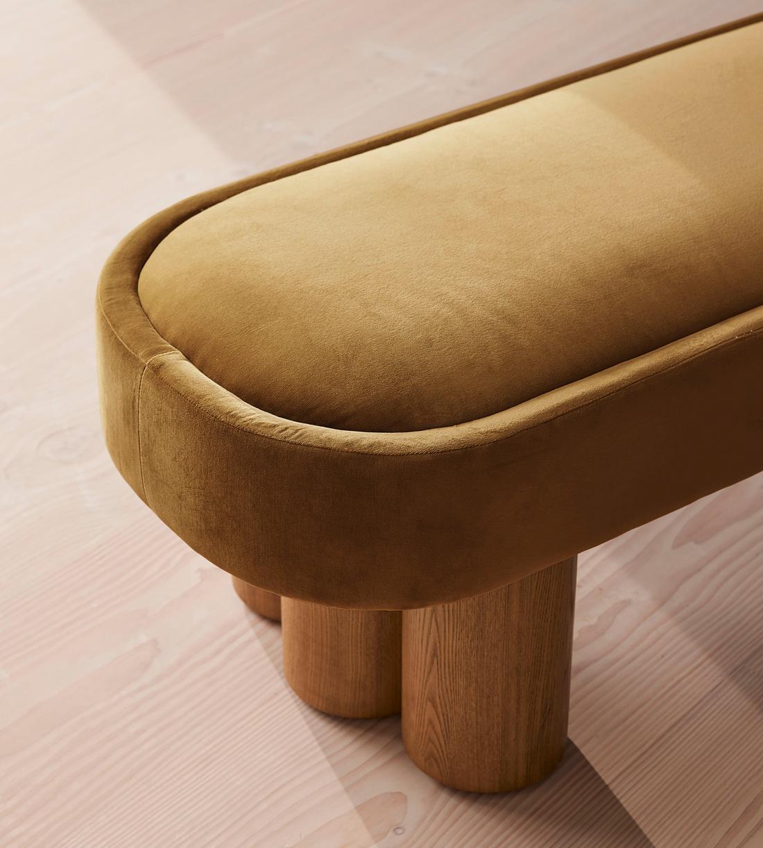 Nieve Bench - Velvet - Mustard - Images - Image 4