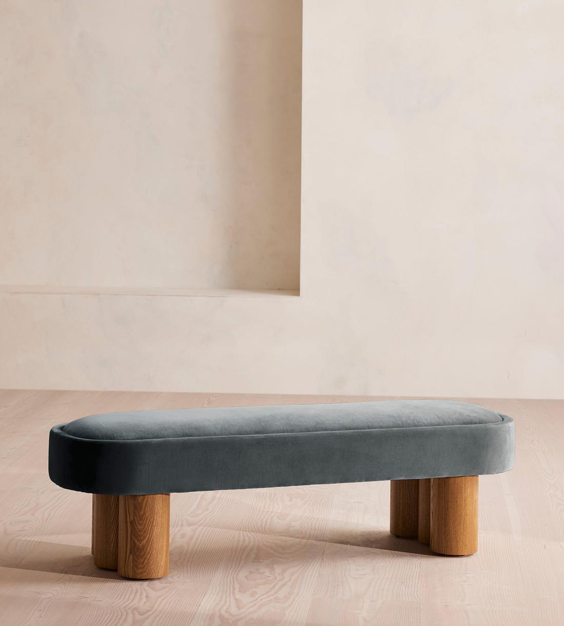 Nieve Bench - Velvet - Grey Blue - Listing - Image 1