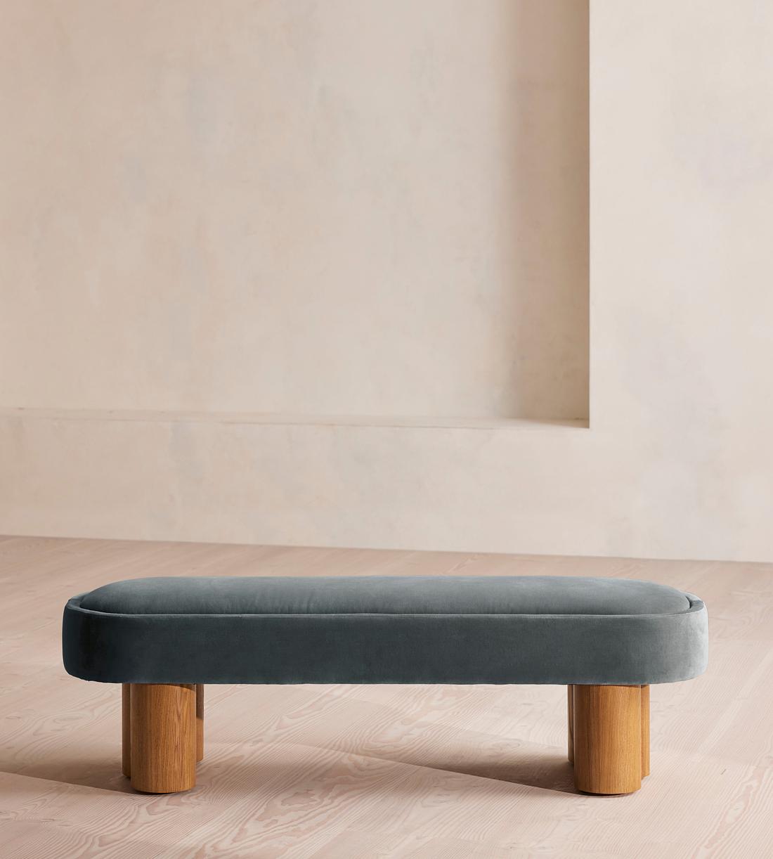 Nieve Bench - Velvet - Grey Blue - Listing - Image 2