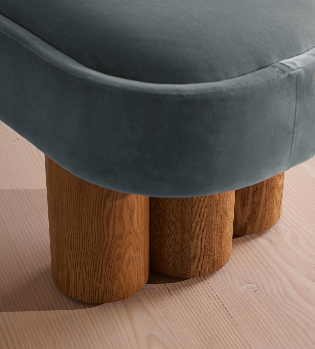 Nieve Bench - Velvet - Grey Blue - Images - Image 5