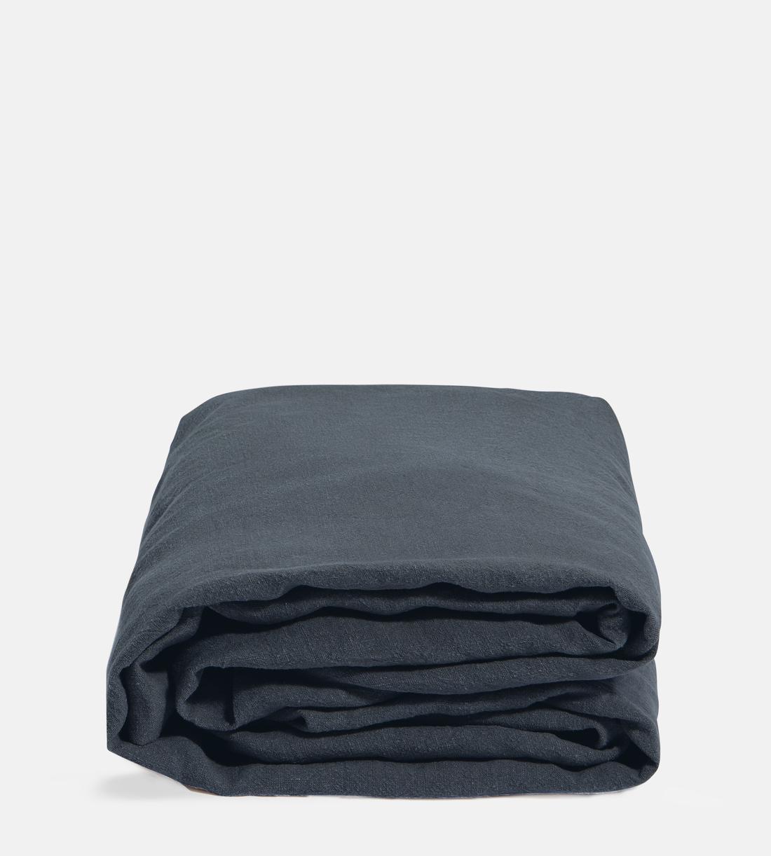 Luna Linen Fitted Sheet - Navy - California King - US - Listing - Image 1