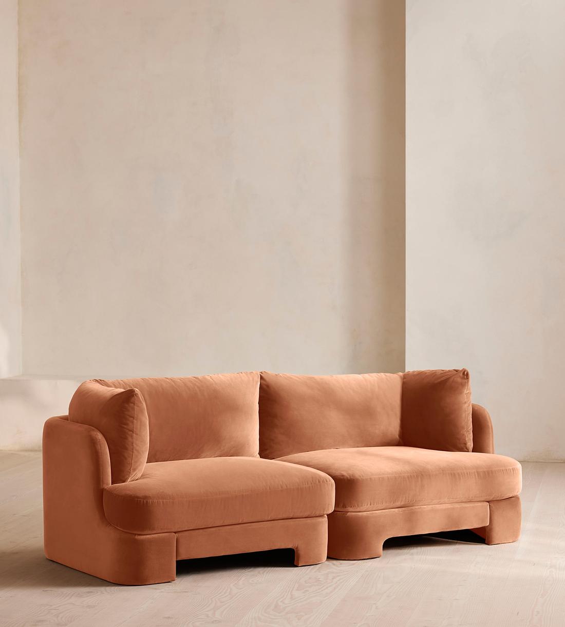 Odell Deeper Sit Sectional Sofa - Three Seater - Velvet Antique Rose US - Listing - Image 1