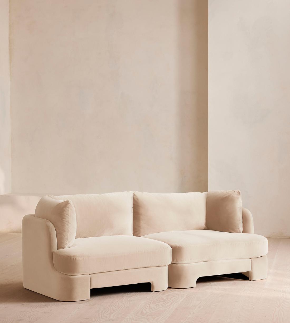 Odell Modular Sofa - Three Seater - Velvet - Porcelain - Listing - Image 1